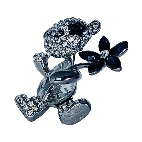 Swarovski Crystal Teddy Bear Brooch Pin 1.5" Whimsical Star Eye Shimmering - Picture 6 of 12